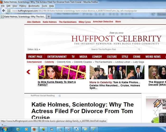 Trang Huffpost thì đặt câu hỏi: Tại sao Katie Holmes lại ly hôn Tom Cruise?